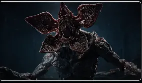Close-up of the fictional Demogorgon monster from Stranger Things.