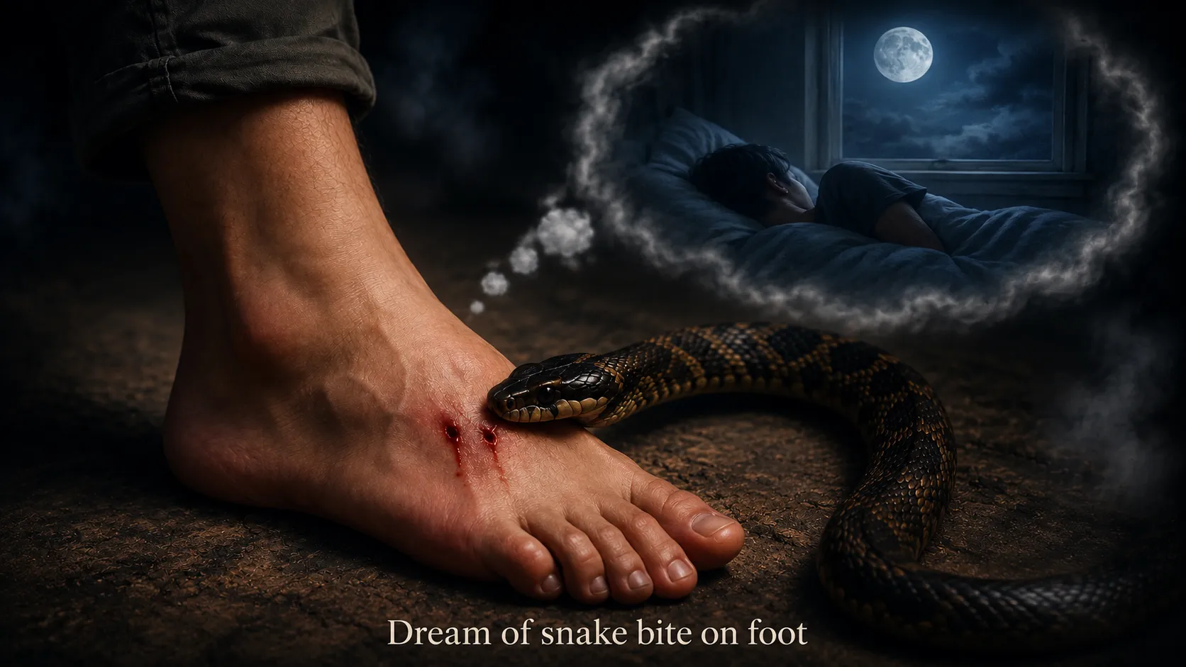 dream of snake bite on foot