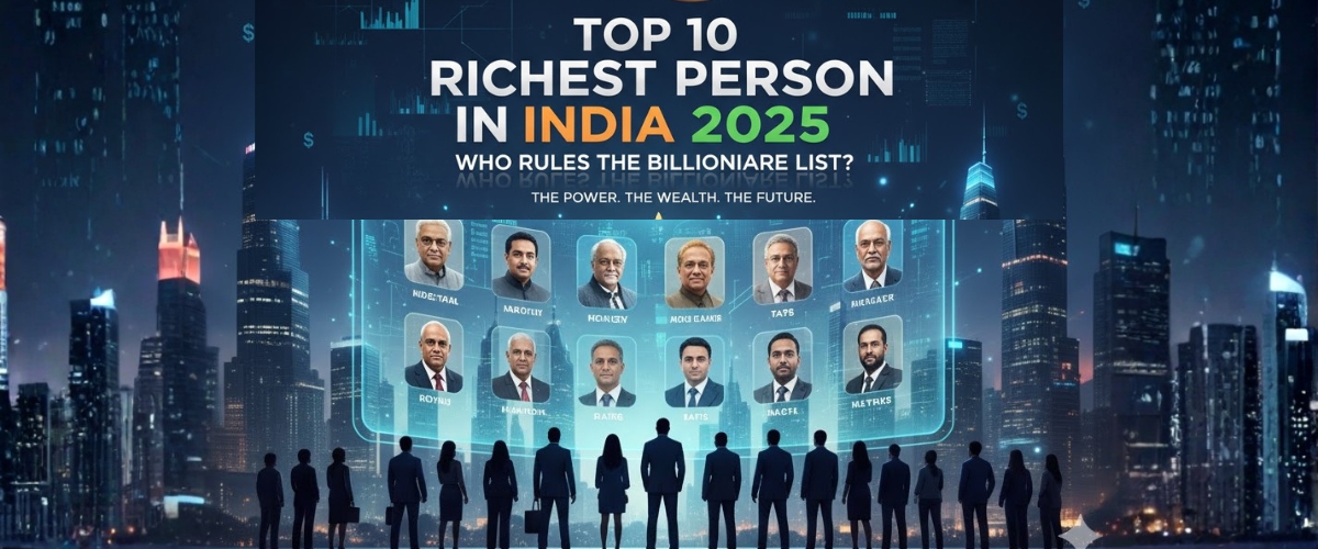 Top 10 richest person in India 2025 standing together, showcasing India’s wealth, success, and business achievements.