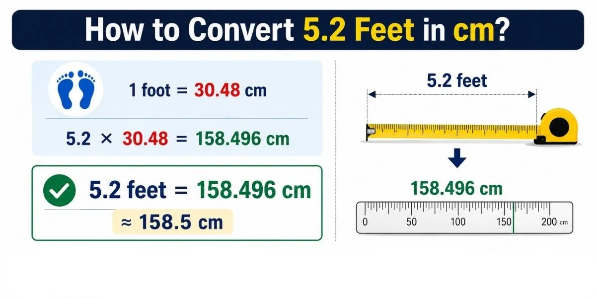 5.2 feet = 158.496 cm