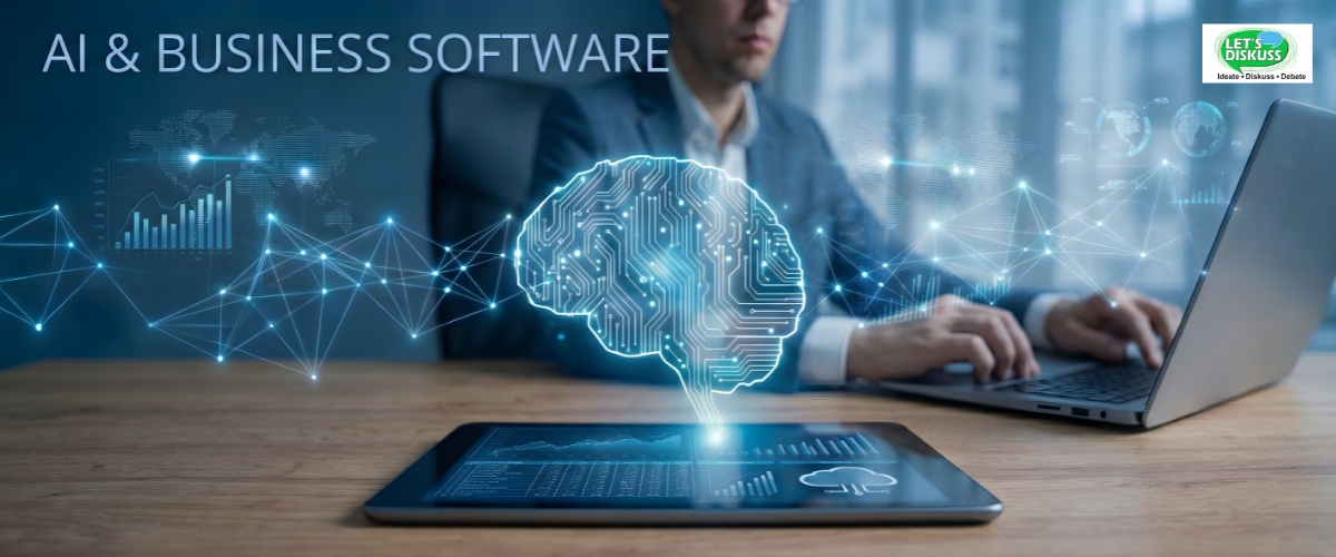 Artificial Intelligence in business software boosts efficiency, automates tasks, enhances decision-making, and improves customer experience.