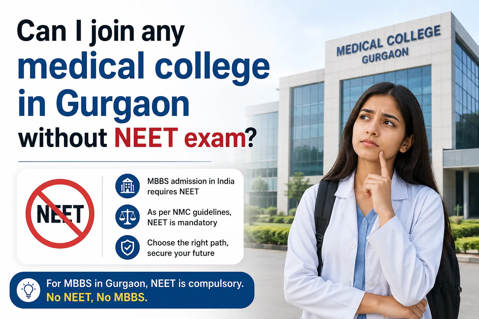 can I join medical college in gurgaon without neet exams