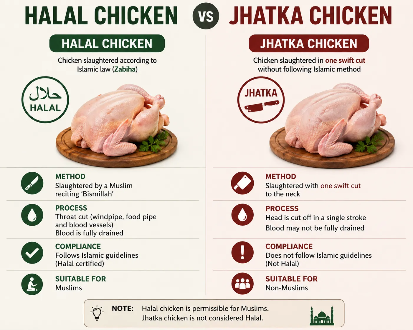 Halal Chicken and Jhatka Chicken