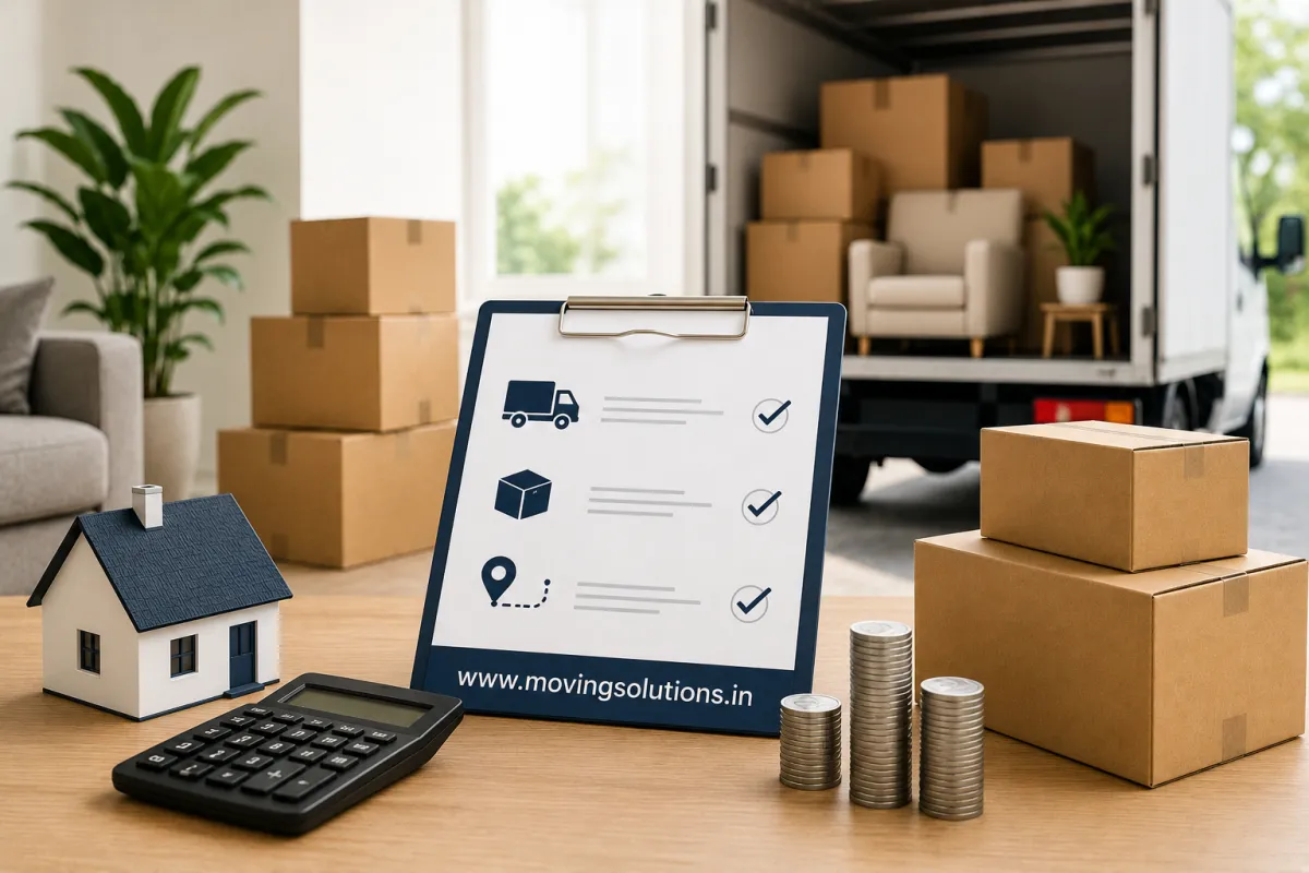 Packers and movers loading household furniture and boxes into a moving truck during a home relocation.